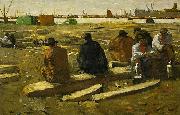 George Hendrik Breitner Lunch Break at the Building Site in the Van Diemenstraat in Amsterdam USA oil painting artist